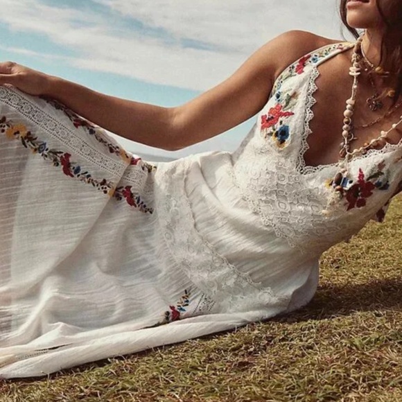 Free People Keila Midi Dress in Ivory sz XS NWT - Picture 2 of 7